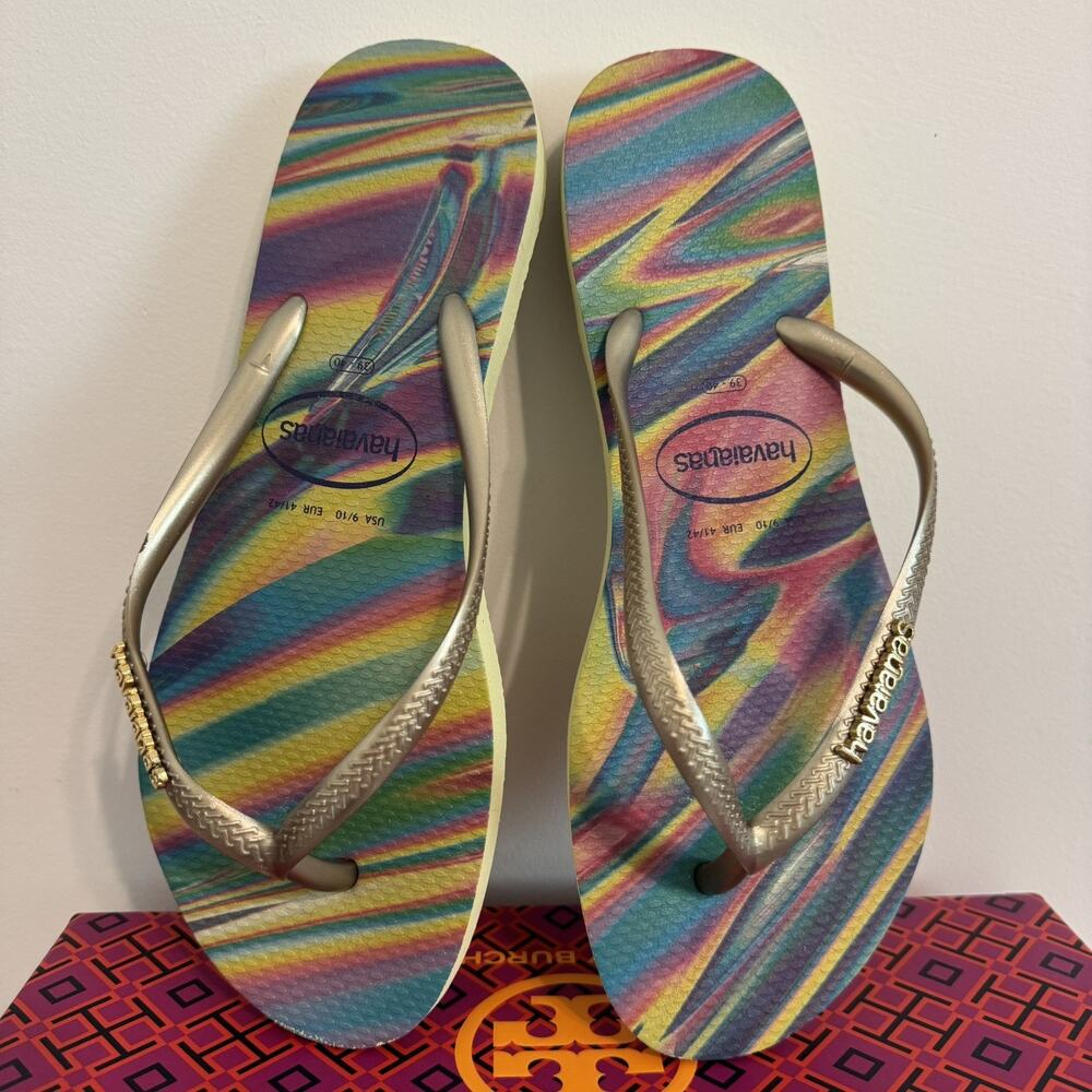Havaianas Slim Iridescent Flip Flops Women's Size US 9/10 UK 41/42